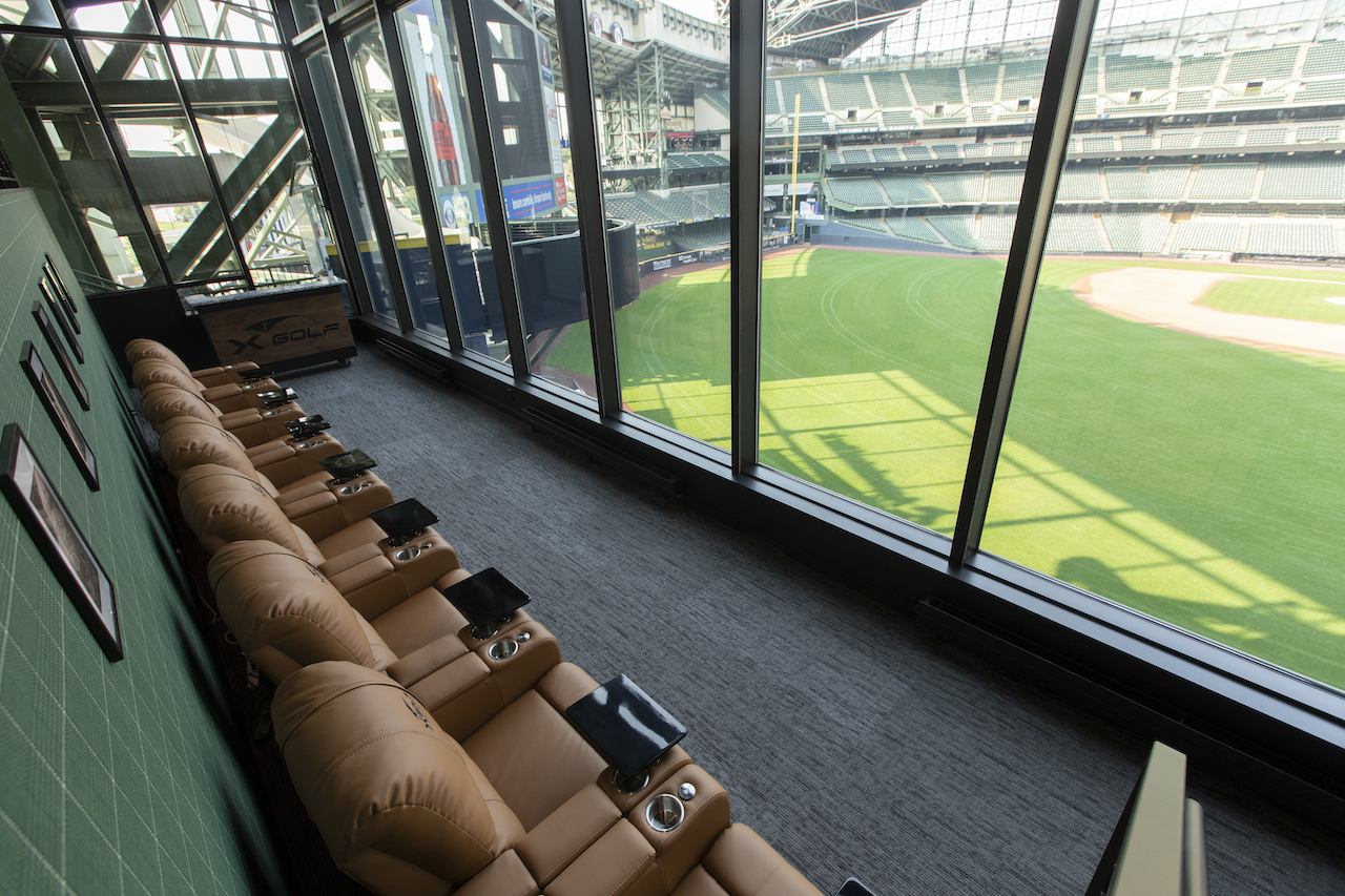 Luxury level recliners overlooking the field.